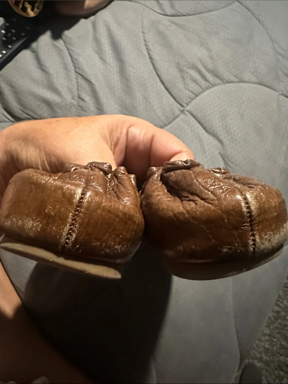 Tory Burch Brown Leather Logo Ballet Flats
